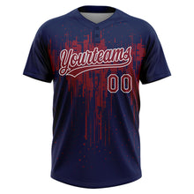 Загрузить изображение в средство просмотра галереи, Custom Navy Crimson-White Dripping Splatter Paint Two-Button Unisex Softball Jersey