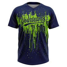Charger l'image dans la galerie, Custom Navy Neon Green Dripping Splatter Paint Two-Button Unisex Softball Jersey