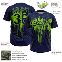 Charger l'image dans la galerie, Custom Navy Neon Green Dripping Splatter Paint Two-Button Unisex Softball Jersey