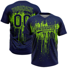 Charger l'image dans la galerie, Custom Navy Neon Green Dripping Splatter Paint Two-Button Unisex Softball Jersey