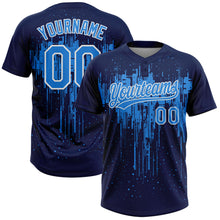 Charger l'image dans la galerie, Custom Navy Electric Blue-White Dripping Splatter Paint Two-Button Unisex Softball Jersey