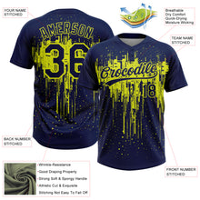 Charger l'image dans la galerie, Custom Navy Neon Yellow Dripping Splatter Paint Two-Button Unisex Softball Jersey