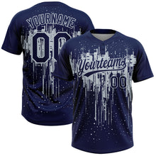 Загрузить изображение в средство просмотра галереи, Custom Navy Silver Dripping Splatter Paint Two-Button Unisex Softball Jersey