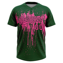Загрузить изображение в средство просмотра галереи, Custom Green Pink-Black Dripping Splatter Paint Two-Button Unisex Softball Jersey