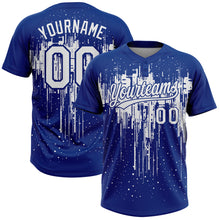 Загрузить изображение в средство просмотра галереи, Custom Royal White Dripping Splatter Paint Two-Button Unisex Softball Jersey