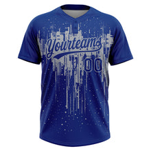 Load image into Gallery viewer, Custom Royal Gray Dripping Splatter Paint Two-Button Unisex Softball Jersey