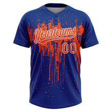 Load image into Gallery viewer, Custom Royal Orange-White Dripping Splatter Paint Two-Button Unisex Softball Jersey