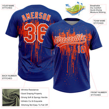 Load image into Gallery viewer, Custom Royal Orange-White Dripping Splatter Paint Two-Button Unisex Softball Jersey