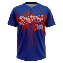 Load image into Gallery viewer, Custom Royal Red-White Dripping Splatter Paint Two-Button Unisex Softball Jersey
