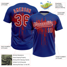 Load image into Gallery viewer, Custom Royal Red-White Dripping Splatter Paint Two-Button Unisex Softball Jersey