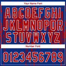 Load image into Gallery viewer, Custom Royal Red-White Dripping Splatter Paint Two-Button Unisex Softball Jersey