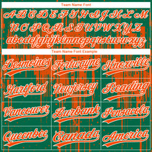 Загрузить изображение в средство просмотра галереи, Custom Kelly Green Orange-White Dripping Splatter Paint Two-Button Unisex Softball Jersey