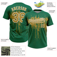 Charger l'image dans la galerie, Custom Kelly Green Old Gold-White Dripping Splatter Paint Two-Button Unisex Softball Jersey