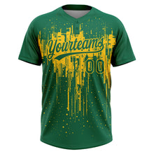 Загрузить изображение в средство просмотра галереи, Custom Kelly Green Yellow Dripping Splatter Paint Two-Button Unisex Softball Jersey