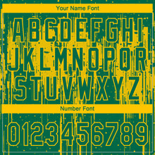 Загрузить изображение в средство просмотра галереи, Custom Kelly Green Yellow Dripping Splatter Paint Two-Button Unisex Softball Jersey