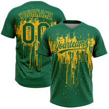 Загрузить изображение в средство просмотра галереи, Custom Kelly Green Yellow Dripping Splatter Paint Two-Button Unisex Softball Jersey