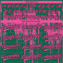 Загрузить изображение в средство просмотра галереи, Custom Kelly Green Pink-Black Dripping Splatter Paint Two-Button Unisex Softball Jersey