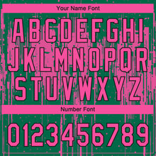 Загрузить изображение в средство просмотра галереи, Custom Kelly Green Pink-Black Dripping Splatter Paint Two-Button Unisex Softball Jersey