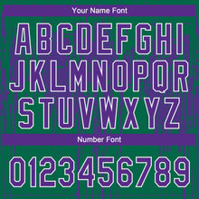 Загрузить изображение в средство просмотра галереи, Custom Kelly Green Purple-White Dripping Splatter Paint Two-Button Unisex Softball Jersey