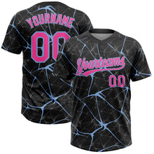 Laden Sie das Bild in den Galerie-Viewer, Custom Black Pink-Light Blue 3D Pattern Design Abstract Network Two-Button Unisex Softball Jersey