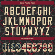 Laden Sie das Bild in den Galerie-Viewer, Custom Black Vintage USA Flag Crimson-Cream 3D Pattern Design Abstract Network Two-Button Unisex Softball Jersey