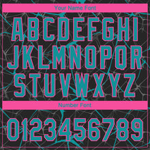 Load image into Gallery viewer, Custom Black Teal-Pink 3D Pattern Design Abstract Network Two-Button Unisex Softball Jersey