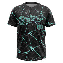 Laden Sie das Bild in den Galerie-Viewer, Custom Black Ice Blue 3D Pattern Design Abstract Network Two-Button Unisex Softball Jersey