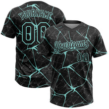 Laden Sie das Bild in den Galerie-Viewer, Custom Black Ice Blue 3D Pattern Design Abstract Network Two-Button Unisex Softball Jersey