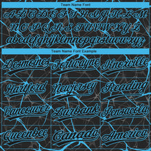 Laden Sie das Bild in den Galerie-Viewer, Custom Black Sky Blue 3D Pattern Design Abstract Network Two-Button Unisex Softball Jersey