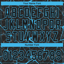 Laden Sie das Bild in den Galerie-Viewer, Custom Black Sky Blue 3D Pattern Design Abstract Network Two-Button Unisex Softball Jersey