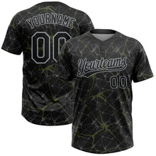 Charger l'image dans la galerie, Custom Black Olive-Gray 3D Pattern Design Abstract Network Two-Button Unisex Softball Jersey