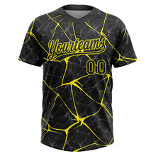 Laden Sie das Bild in den Galerie-Viewer, Custom Black Light Yellow 3D Pattern Design Abstract Network Two-Button Unisex Softball Jersey