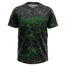 Load image into Gallery viewer, Custom Black Grass Green 3D Pattern Design Abstract Network Two-Button Unisex Softball Jersey