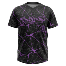 Laden Sie das Bild in den Galerie-Viewer, Custom Black Medium Purple 3D Pattern Design Abstract Network Two-Button Unisex Softball Jersey
