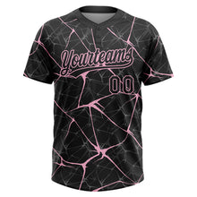 Laden Sie das Bild in den Galerie-Viewer, Custom Black Light Pink 3D Pattern Design Abstract Network Two-Button Unisex Softball Jersey