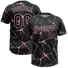 Laden Sie das Bild in den Galerie-Viewer, Custom Black Light Pink 3D Pattern Design Abstract Network Two-Button Unisex Softball Jersey