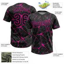 Laden Sie das Bild in den Galerie-Viewer, Custom Black Deep Pink 3D Pattern Design Abstract Network Two-Button Unisex Softball Jersey
