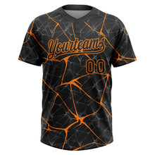 Laden Sie das Bild in den Galerie-Viewer, Custom Black Bay Orange 3D Pattern Design Abstract Network Two-Button Unisex Softball Jersey
