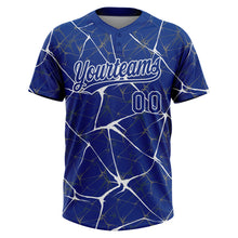 Laden Sie das Bild in den Galerie-Viewer, Custom Royal White 3D Pattern Design Abstract Network Two-Button Unisex Softball Jersey