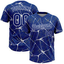 Laden Sie das Bild in den Galerie-Viewer, Custom Royal White 3D Pattern Design Abstract Network Two-Button Unisex Softball Jersey