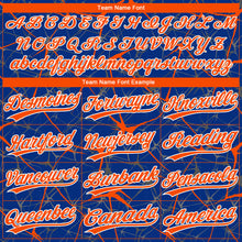 Load image into Gallery viewer, Custom Royal Orange-White 3D Pattern Design Abstract Network Two-Button Unisex Softball Jersey