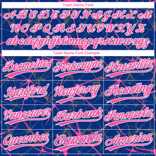 Load image into Gallery viewer, Custom Royal Pink-White 3D Pattern Design Abstract Network Two-Button Unisex Softball Jersey