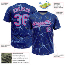 Load image into Gallery viewer, Custom Royal Light Blue-Pink 3D Pattern Design Abstract Network Two-Button Unisex Softball Jersey