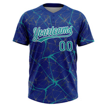 Загрузить изображение в средство просмотра галереи, Custom Royal Teal-White 3D Pattern Design Abstract Network Two-Button Unisex Softball Jersey