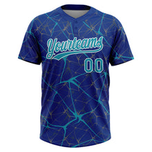 Laden Sie das Bild in den Galerie-Viewer, Custom Royal Teal-White 3D Pattern Design Abstract Network Two-Button Unisex Softball Jersey
