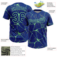 Загрузить изображение в средство просмотра галереи, Custom Royal Pea Green 3D Pattern Design Abstract Network Two-Button Unisex Softball Jersey