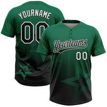 Charger l'image dans la galerie, Custom Kelly Green Black-White Gradient Style Twinkle Star Two-Button Unisex Softball Jersey