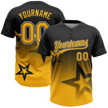 Загрузить изображение в средство просмотра галереи, Custom Black Gold-White Gradient Style Twinkle Star Two-Button Unisex Softball Jersey