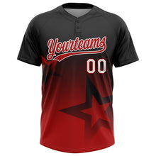 Load image into Gallery viewer, Custom Black Red-White Gradient Style Twinkle Star Two-Button Unisex Softball Jersey
