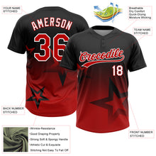 Load image into Gallery viewer, Custom Black Red-White Gradient Style Twinkle Star Two-Button Unisex Softball Jersey